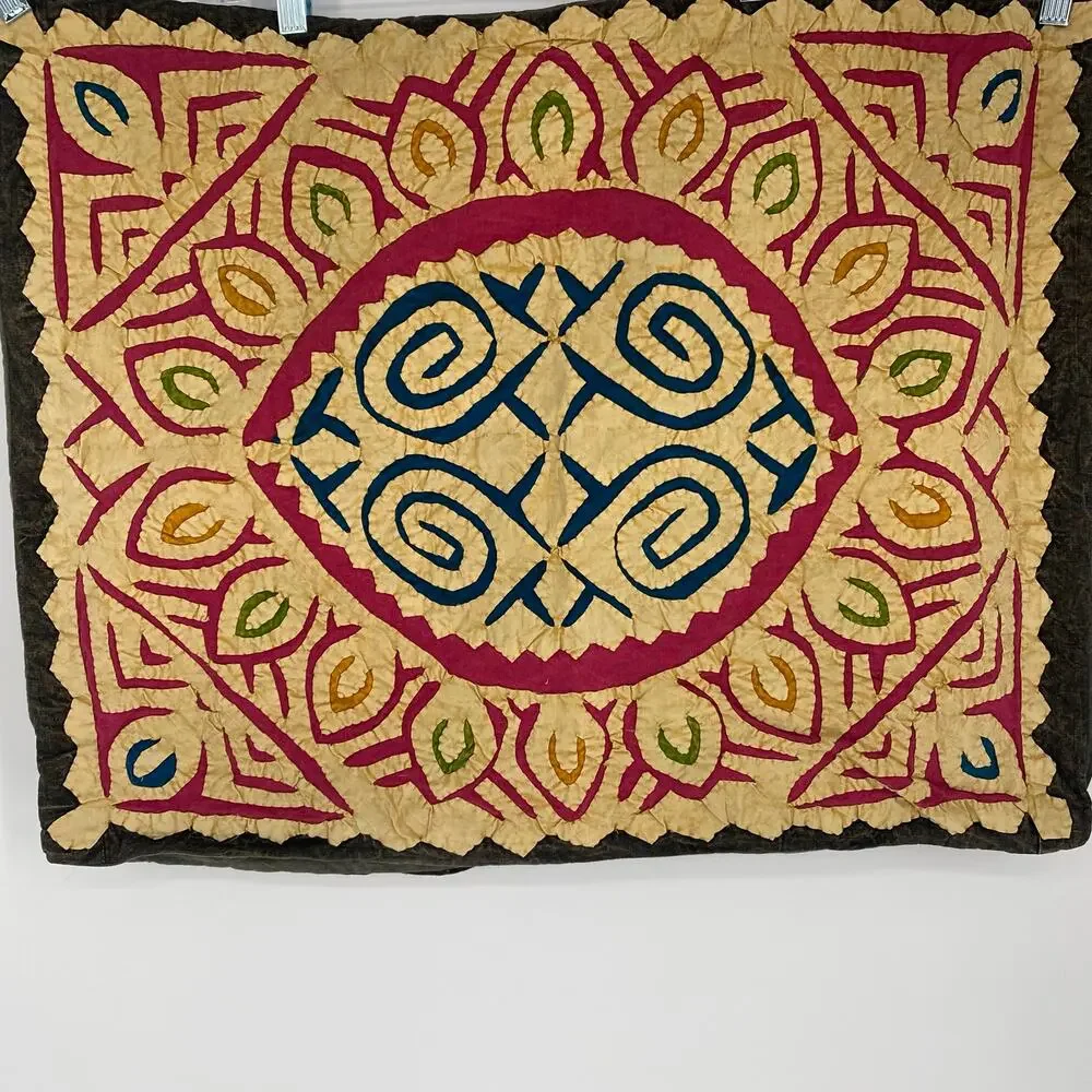 Pillow Sham Indian Textile Hand Stitched Applique Tribal Vintage‎ Colorful